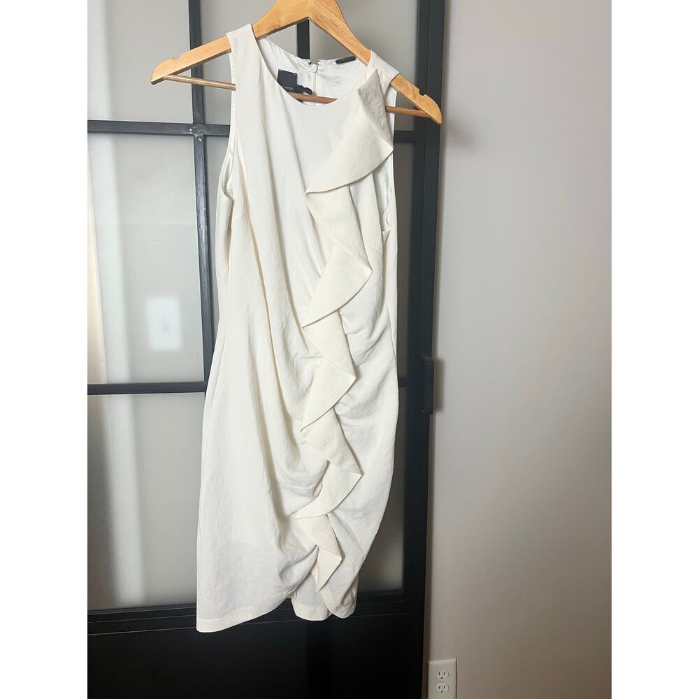 NWT Pinko Bebyblade White Ruffle Dress Size 40 US 4
